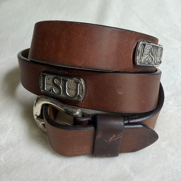 Other - LSU Tigers Leather Belt Mens 38 Brown NCAA Collegiate Metal Logo Plaques